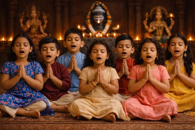 Children chanting Sanskrit shlokas